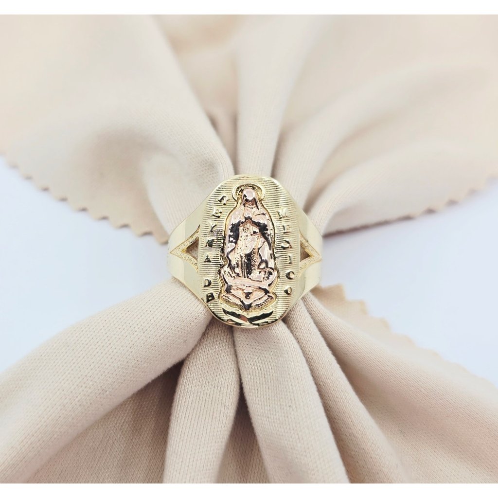 Unique 14k Solid Two Tone Multi Color Gold Saint Mary Guadalupe Ring  Size 10